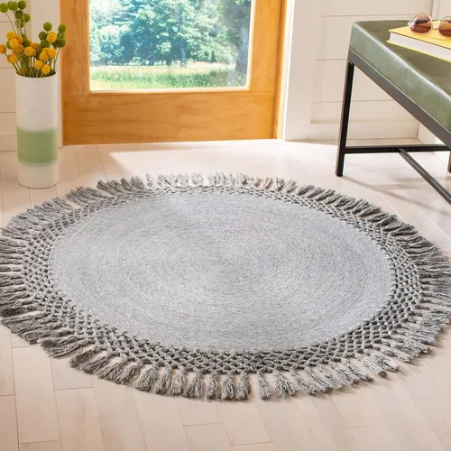 Miniatura 19 de SAFAVIEH Sahara Collection SAH490A - Alfombra de borlas hecha a mano estilo bohemio, redonda de 3 pies, color beige