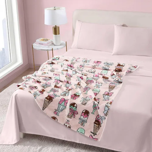 Miniatura 15 de Betsey Johnson - Manta para sofá o cama, manta súper suave y extragrande de aspecto audazmente mullido (corazón punteado rosa, 50" x 70")