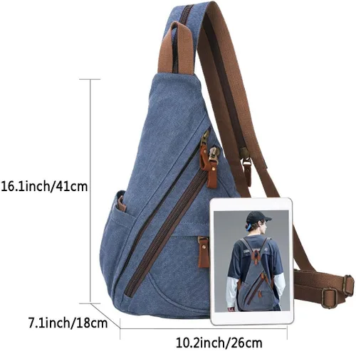 Miniatura 2 de KL928 Canvas Sling Bag - Small Crossbody Backpack Shoulder Casual Daypack Rucksack for Men Women