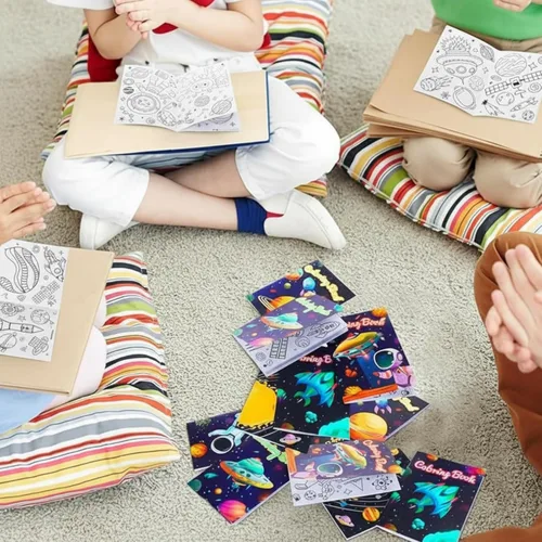 Miniatura 5 de Jutom 48 libros para colorear del espacio exterior a granel para niños y adultos, mini tema espacial astronauta galaxia cohete para el sistema