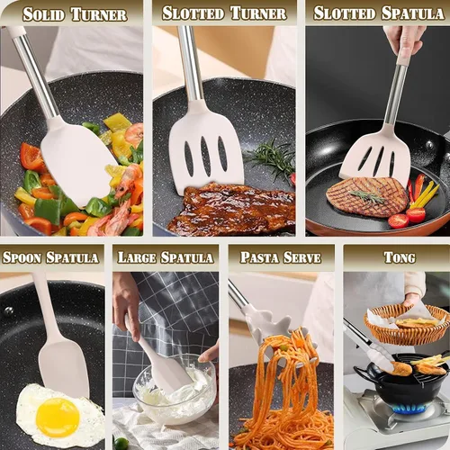 Miniatura 5 de Umite Chef Juego de utensilios de cocina de silicona, 43 espátulas con mango de acero inoxidable, antiadherente, resistente al calor, el mejor juego