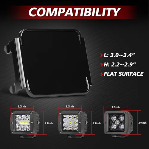 Miniatura 5 de Cubiertas LED negras Snap-On para cápsulas LED de 3 pulgadas, cubiertas de policarbonato legales para la calle para luces cúbicas de 3 pulgadas