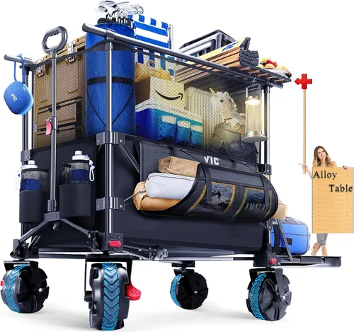 VIC Super Cart & Table 1 = 5 Juego de 680 libras de capacidad mega de 54 pulgadas, carrito plegable extra alto extra largo, carritos plegables