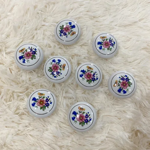 Miniatura 7 de Pomos de Cajón de Cerámica Antigua, [Paquete de 8] Pomos y Tiradores Redondos Vintage de Flores para Gabinete, Pomos para Muebles de Cocina