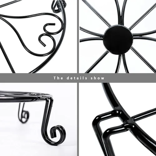 Miniatura 7 de NSYOOMH Paquete de 2 soportes de metal negro inoxidable de 10 pulgadas y 12 pulgadas para plantas resistentes al aire libre en interiores, soporte