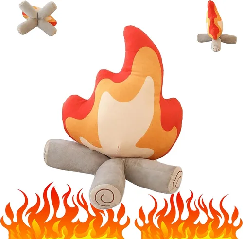 Divertido peluche de fogata, almohada falsa de 17.7 pulgadas, muñeca de fuego de dibujos animados de peluche suave, juguete de peluche de fogata de