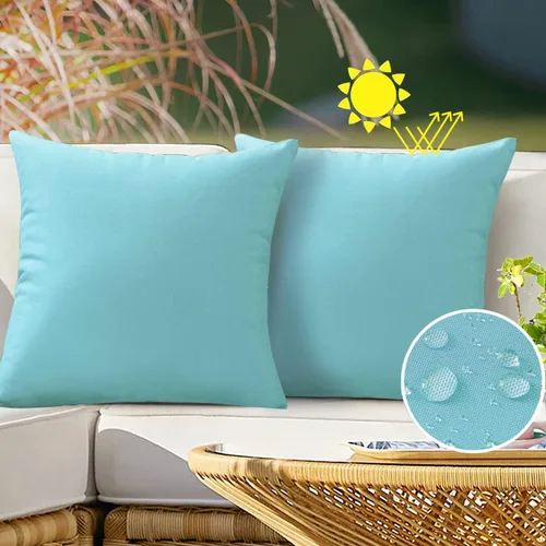 Miniatura 15 de VAKADO - Juego de 2 fundas de cojín decorativas impermeables para exteriores, 16x16 pulgadas, para sofá, jardín, banco, porche, decoración de Aqua
