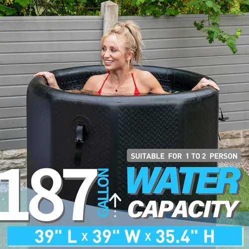 Miniatura 2 de Bañera de hielo inflable para atletas, bañera de recuperación de inmersión fría con tapa aislada, hoja de suelo de EVA, mochila, capacidad de 115