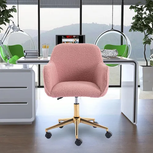 Miniatura 20 de Silla moderna de peluche para oficina en casa, silla giratoria ajustable para sala de estar, bonito escritorio para adolescentes, decoración