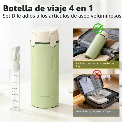 Miniatura 5 de Botella dispensadora de viaje 4 en 1 con cepillo de limpieza, paquete de 4 recipientes de 1.0 fl oz a prueba de fugas recargables para artículos