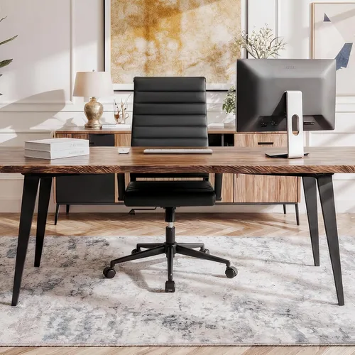 Miniatura 7 de Okeysen Silla de escritorio de oficina, sillas de sala de conferencias, silla giratoria ejecutiva ergonómica moderna, altura ajustable, de piel