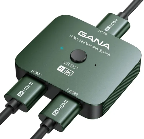 Miniatura 11 de GANA Interruptor HDMI 2.1, divisor de conmutador HDMI 8K bidireccional 2 en 1 salida, 4K @120Hz, 8K @60Hz, 48Gbps aluminio Ultra HD HDMI Hub Gris