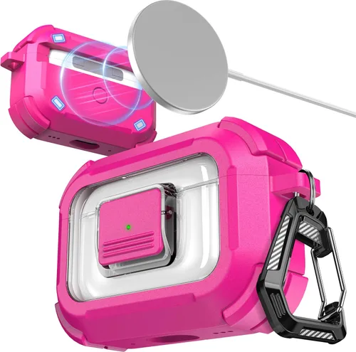 Miniatura 22 de RFUNGUANGO Funda para AirPods Pro 2, compatible con AirPods Pro de 2ª/1ª generación, compatible con MagSafe, bloqueo automático magnético con kit