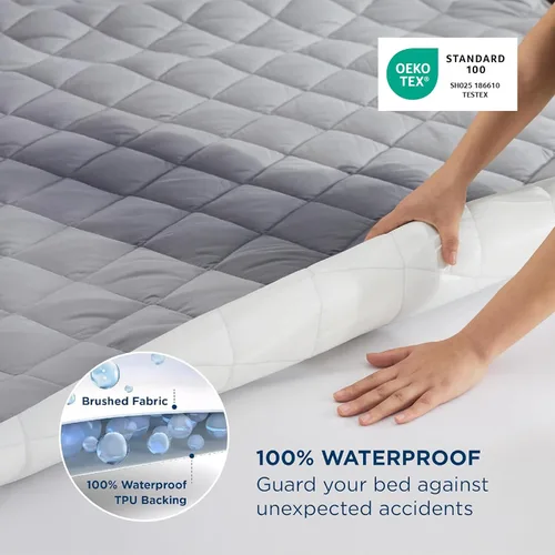 Miniatura 3 de Bedsure Protector de colchón impermeable tamaño individual, cubrecolchón acolchado con bolsillo profundo de hasta 22 pulgadas, funda de cama suave
