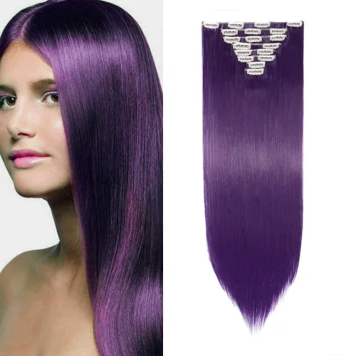 Miniatura 29 de S-noilite Extensiones de cabello sintético largo y lacio con clip de 23 a 26 pulgadas, 8 unidades, 18 clips, para mujeres, entrega de 2 a 5 días
