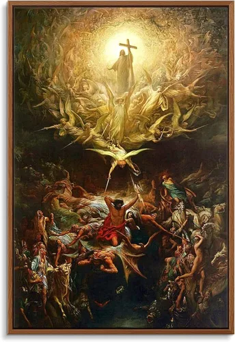 Cuadro en lienzo con marco flotante para pared - El triunfo del cristianismo sobre el paganismo de Gustave Doré - 16 x 24 pulgadas