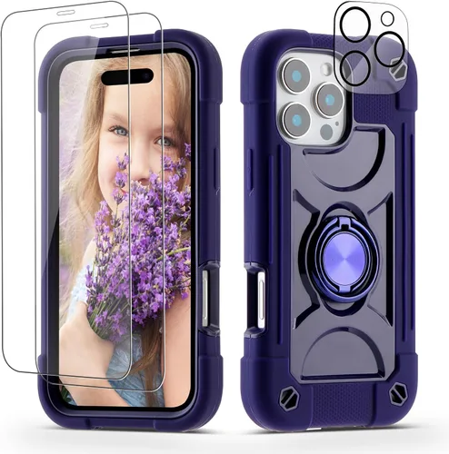 Miniatura 66 de Funda para iPhone 11 de 6.1 pulgadas con soporte de anillo, con 2 protectores de pantalla de vidrio, resistente a los golpes, resistente a