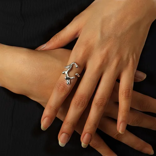 Miniatura 97 de 925 Sterling Silver Ring Minimalist Adjustable Rings Band Handmade Rings for Women Girls