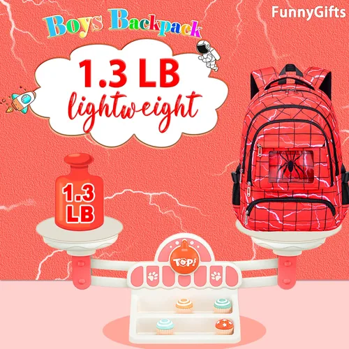 Miniatura 7 de FunnyGifts Mochilas para niños y niñas, mochila escolar para escuela primaria y preescolar para niños de 4, 5, 6, 7, 8, 9, 10, 11, 12