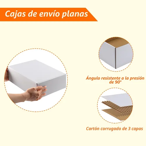 Miniatura 3 de HORLIMER Juego de 20 cajas de envío de 12 x 9 x 4 pulgadas, caja de cartón corrugado blanco para publicidad