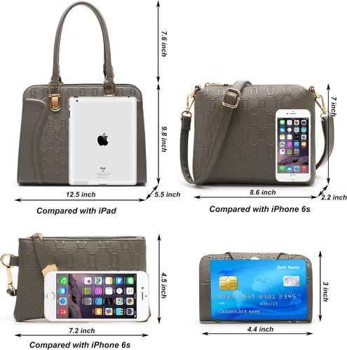 Miniatura 71 de Bolsos de mano de moda para mujer, bolsa de hombro, asa superior, bolsa de mano, juego de 4 piezas
