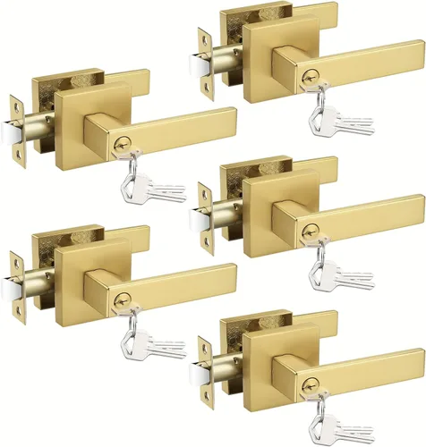 Miniatura 18 de Probrico - Paquete de 6 manijas de puerta para entrada de dormitorio interior, perillas de puerta con cerradura de una llave, entrada con llaves