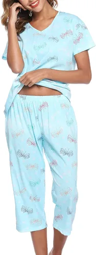 Miniatura 2 de ENJOYNIGHT - Conjunto de pijama para mujer con pantalones capri