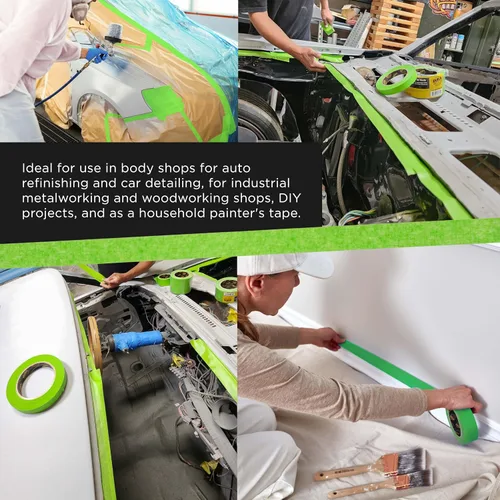 Miniatura 5 de Dura-Gold Cinta adhesiva verde automotriz de 1 pulgada (0.945 in x 55 yardas), 3 rollos – Premium alto rendimiento, resistente al calor – Pintura