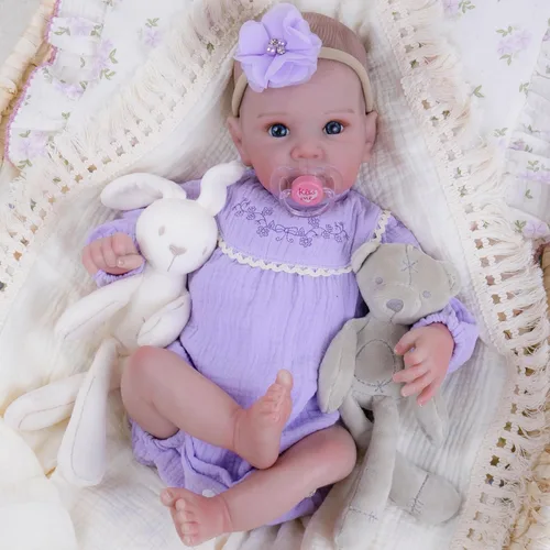 Miniatura 10 de Milidool Muñecas de bebé recién nacidas realistas de 20 pulgadas con cuerpo posable, muñecas de bebé de la vida real con accesorios para niñas