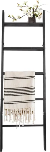 Miniatura 12 de Escalera para Mantas de 6 Niveles – Perchero de Edredones de 5.5 Pies (1.68 m) para Apoyar en la Pared, Almacenamiento de Mantas Estilo Granja