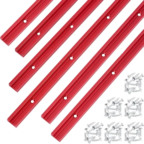Miniatura 15 de Pista T de 48 pulgadas con tornillos para madera, perfil de doble corte universal en T con agujeros de montaje preperforados, carpintería, arenado