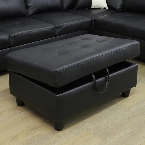 Miniatura 25 de A Ainehome Otomana, moderna otomana de cuero para sala de estar, apartamento y espacio pequeño (tamaño: 28.5 x 19 x 17.5 pulgadas de alto, A-negro)