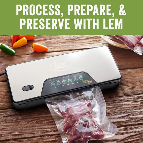 Miniatura 6 de LEM Productos MaxVac 100 Máquina selladora al vacío, selladora compacta al vacío de alimentos para almacenamiento en congelador, incluye soporte