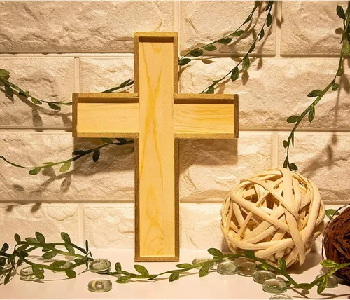 Miniatura 2 de Recortes de cruz de madera sin terminar, manualidades y decoración de fiestas, manualidades de escuela dominical y decoración de iglesia, lienzo