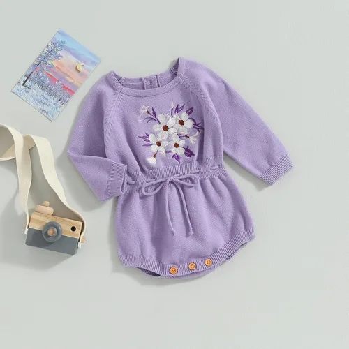 Miniatura 10 de ZAXARRA Suéter de bebé niña mameluco suéter de punto bordado flor sudadera mameluco ropa de otoño infantil