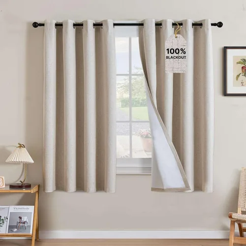 Miniatura 46 de H.VERSAILTEX Cortinas opacas de lino de 72 pulgadas de largo, 100% absolutamente opacas, con aislamiento térmico, con textura de lino, cortinas