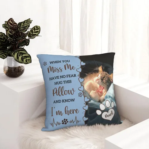 Miniatura 6 de Almohada Decorativa Conmemorativa Personalizada para Mascotas con Foto, Regalo de Condolencias por Pérdida de Perro/Gato, Regalos de Recuerdo