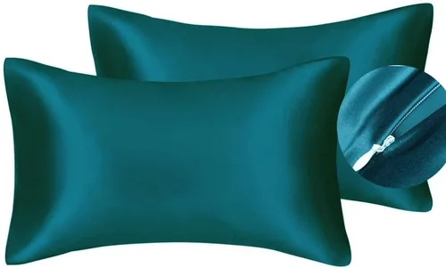Miniatura 10 de Juwenin Bedding, funda de almohada de satén sedosa súper suave y lujosa con cremallera (funda de almohada de satén sedoso para el cabello), juego