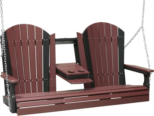 Miniatura 9 de LuxCraft Adirondack - Columpio colgante para porche delantero de 5 pies con consola abatible, asientos hasta 3, banco de columpio de patio al aire