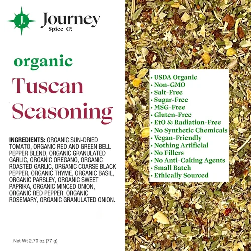 Miniatura 2 de Journey Spice Co. - Condimento orgánico toscano Sin sal, sin azúcar, sin OMG, sin MSG, sin gluten Mezcla de hierbas italianas mediterráneas