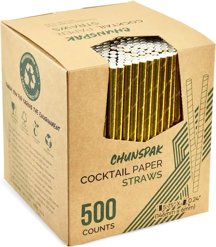 Miniatura 18 de 14,6 cm x 0,79 cm Pajitas de papel desechables de bambú verde para bebidas cortas, cócteles mezclados, margaritas, licuados y batidos - Sin embalar