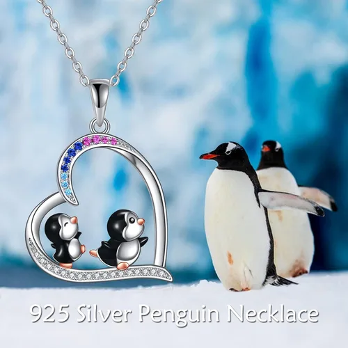 Miniatura 5 de YAFEINI Penguin Dog Gifts Sterling Silver Penguin Snowflake Necklace Heart Dog Pendant Jewelry for Women Girls Christmas Gifts