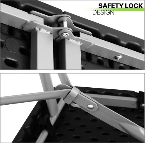 Miniatura 8 de Magshion Mesa plegable de plástico de 4 pies, mesa de comedor portátil plegable para interiores y exteriores con asa, ideal para picnic y Negro