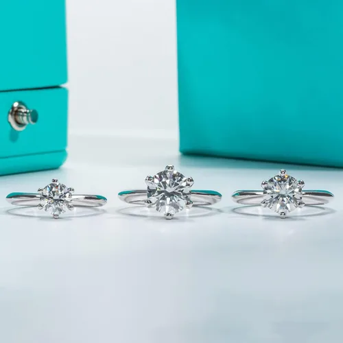 Miniatura 8 de AnuClub 1235CT Anillo solitario de moissanita de seis puntas, anillo de plata de ley 925, regalo para boda, compromiso y aniversario con certificado