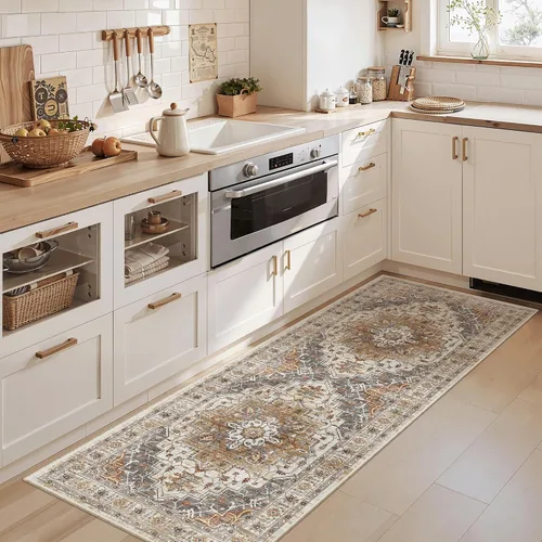 Miniatura 317 de Madane Tapete lavable de 2 x 10 pies para pasillo, cocina, recibidor, clásico, suave, antideslizante para interiores, casa de campo, baño, sala