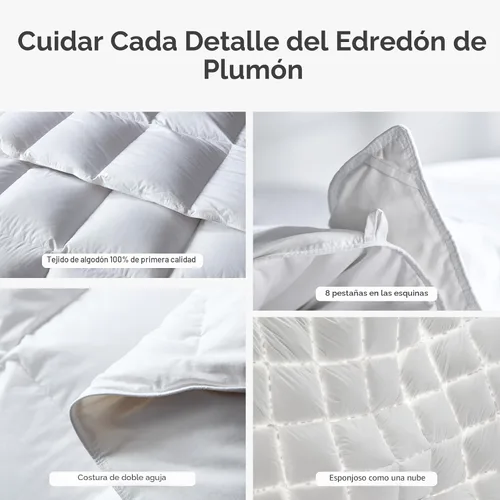 Miniatura 5 de L LOVSOUL Edredón de fibra de plumón de ganso tamaño Queen, 100% algodón orgánico, 1200 TC, 750 + potencia de relleno, colección de hotel, edredones