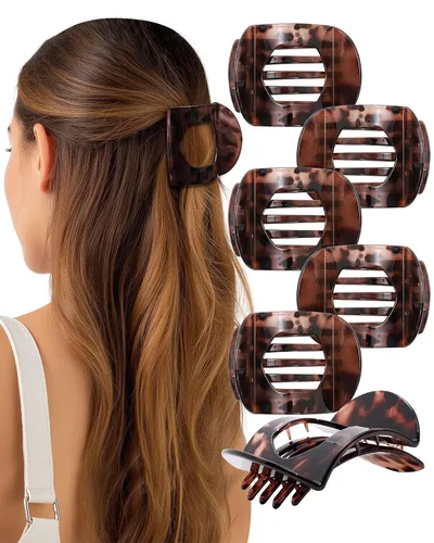 Miniatura 8 de AWAYTR 6 pinzas planas para el cabello para mujer, pinzas curvadas de agarre fuerte para cabello fino, pasadores de plástico antideslizantes