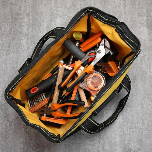 Miniatura 5 de Sanwuta - Paquete de 3 bolsas para herramientas, alta resistencia, fondo rígido impermeable, boca ancha, para electricista, carpintero, mecánico, 13