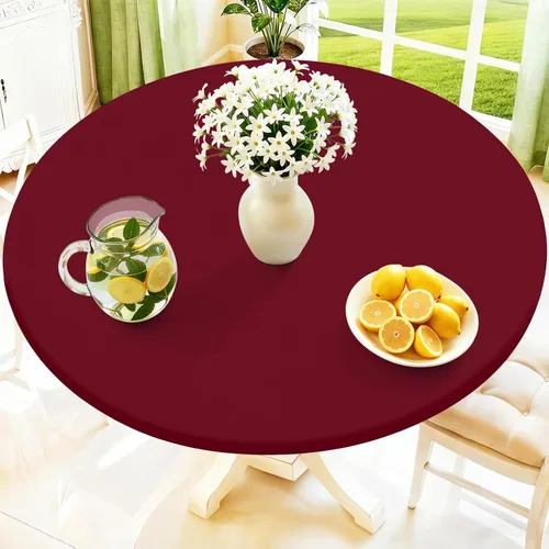 Miniatura 23 de Moosfor Mantel redondo de elastano, elástico ajustable impermeable para mesas de 18 a 24 pulgadas, mantel de picnic elástico lavable para Azul