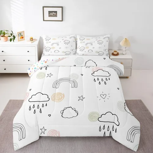 Miniatura 10 de Erosebridal Juego de ropa de cama de guitarra, juego de edredón de notas musicales de mariposa, tamaño individual, juego de edredón de música hip